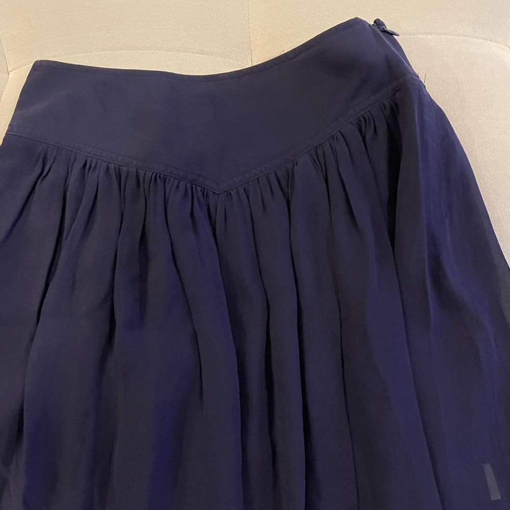 odille sz0 navy blue Silk Chiffon  mini skirt - Picture 2 of 7